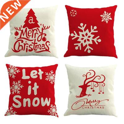 4pcs Merry Christmas Pillow Cover Pillowcases Throw Sofa Cus