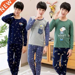 Teens Pijamas Long Sleeve Cotton Pyjamas Kids Clothes Sets C