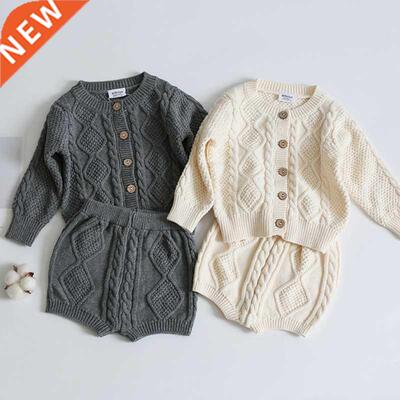 Brand Cotton Boys Girls Baby Knit Sweater Cardigan + Shorts