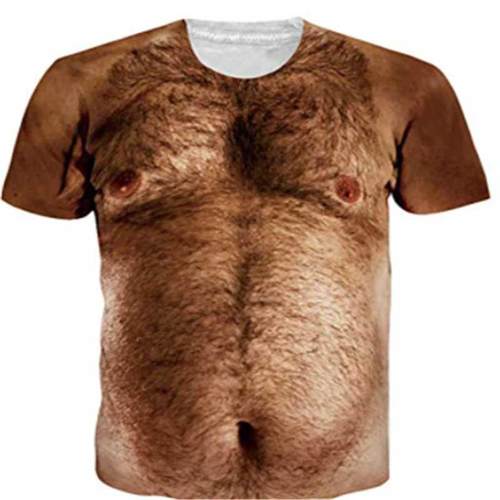 3D Print T shirt for men Animal Naked Hairy Man Nude Skin Ch
