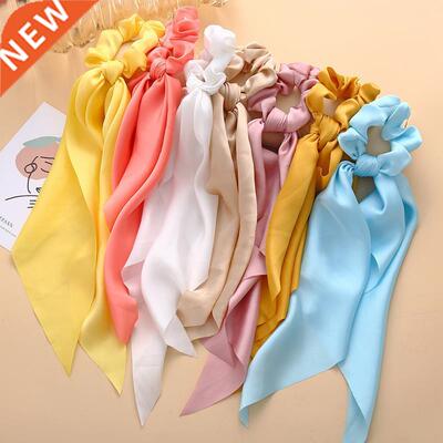 1PC New Women Scrunchie Ribbon Elastic Hair Bands Bow Scarf