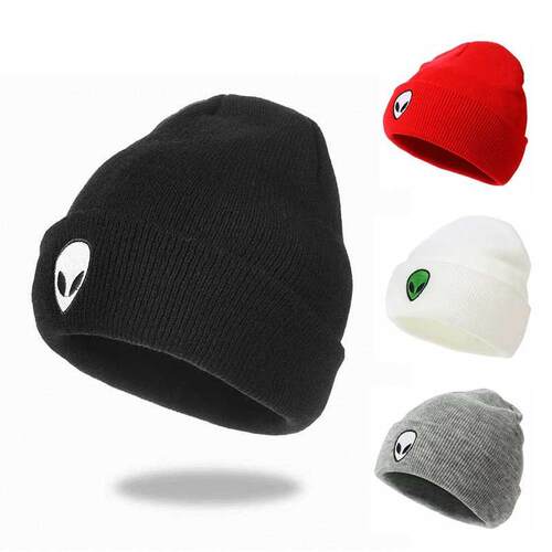 New knit hat, hip-hop style, skull pattern embroidery, skull