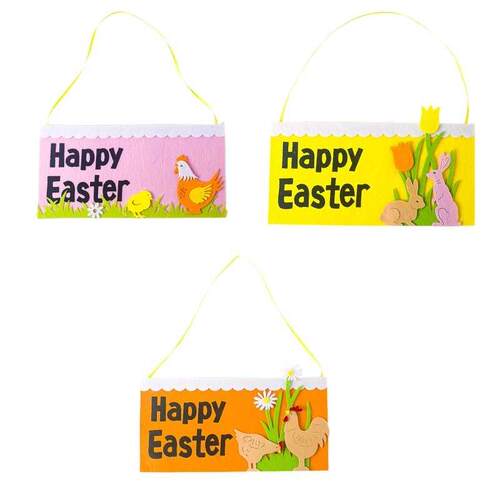 Happy Easter Hanging Sign Non Woven Fabric Rectangle Door Pl