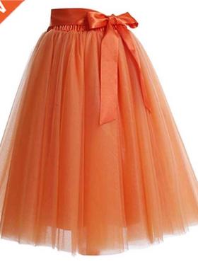 Summer Style 6 Layers Knee Length Tutu Tulle Skirt High Elas