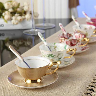 Europe Noble Bone China Coffee Cup Saucer Spoon Set 200ml Lu