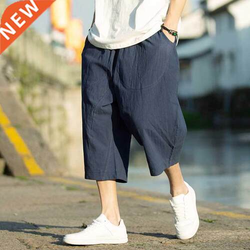 Men Harajuku Harem Pants 2022 New Mens Summer Cotton Linen J
