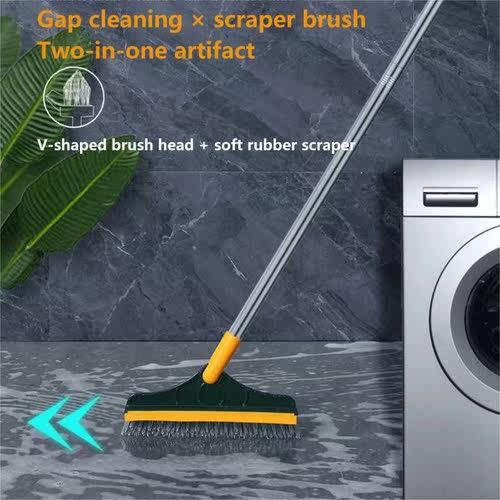 Floor Scrub Brush 2 In 1 Long Handle Wiper Stiff Bristle