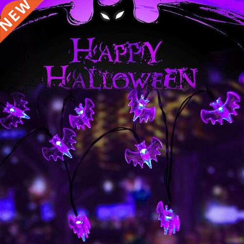 10/20/0leds Halloween Bat Light String Solar/Battery Powere