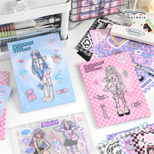 20张甜酷电音少女贴纸本ins创意高颜值国产原创可爱人物大咕卡贴随心配手帐装 韩版 饰素材贴画