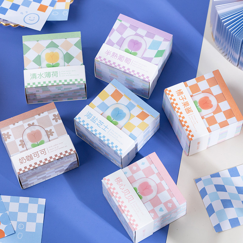 400张香格密语棋盘格便签本小本子无粘性ins风手账素材手帐便签纸装饰