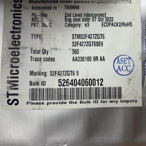 全新STM32F427ZGT6芯片