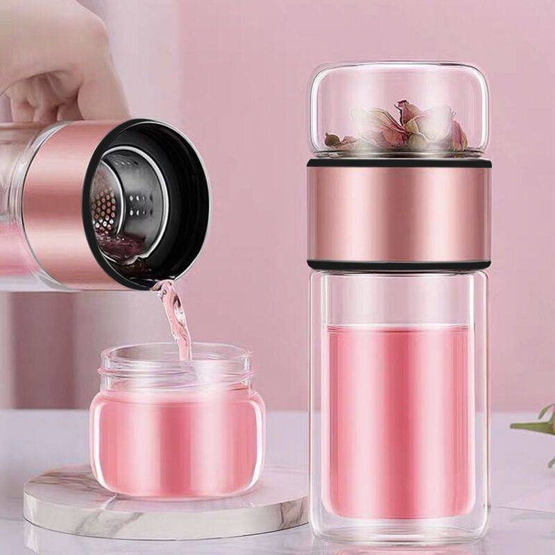茶水分离泡杯玻璃钢化茶仓花茶杯图片