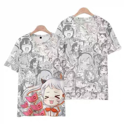 禁漫娘动漫二次元漫画3D印花圆领上衣夏季短袖男女周边潮流痛衣