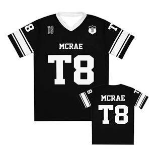 Tate McRae 2025 T恤男女新春夏运动服T8 V领球衣T恤舒适透气跨境