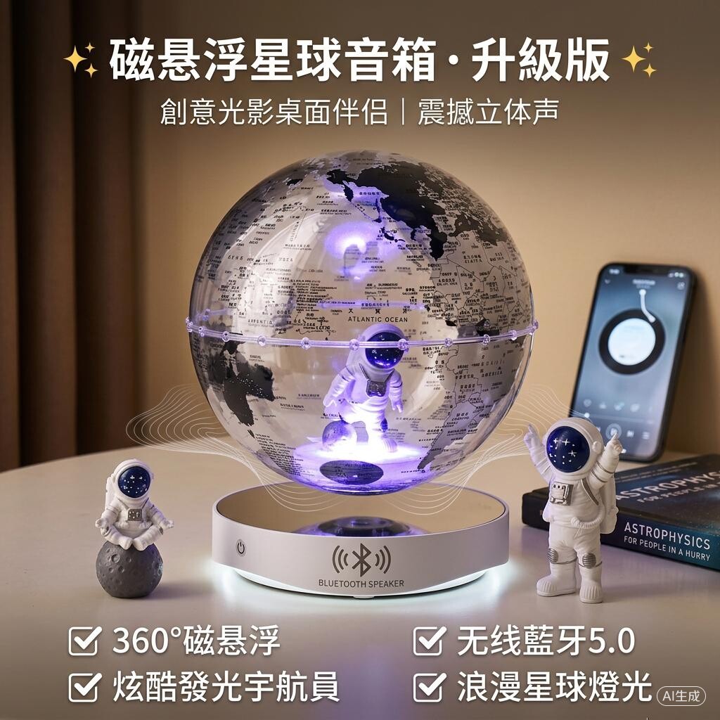 AR磁悬浮地球仪3D立体发光智能益教音响六一儿童节创意桌面摆件初中生小学生儿童10岁12岁18岁男孩子生日礼物