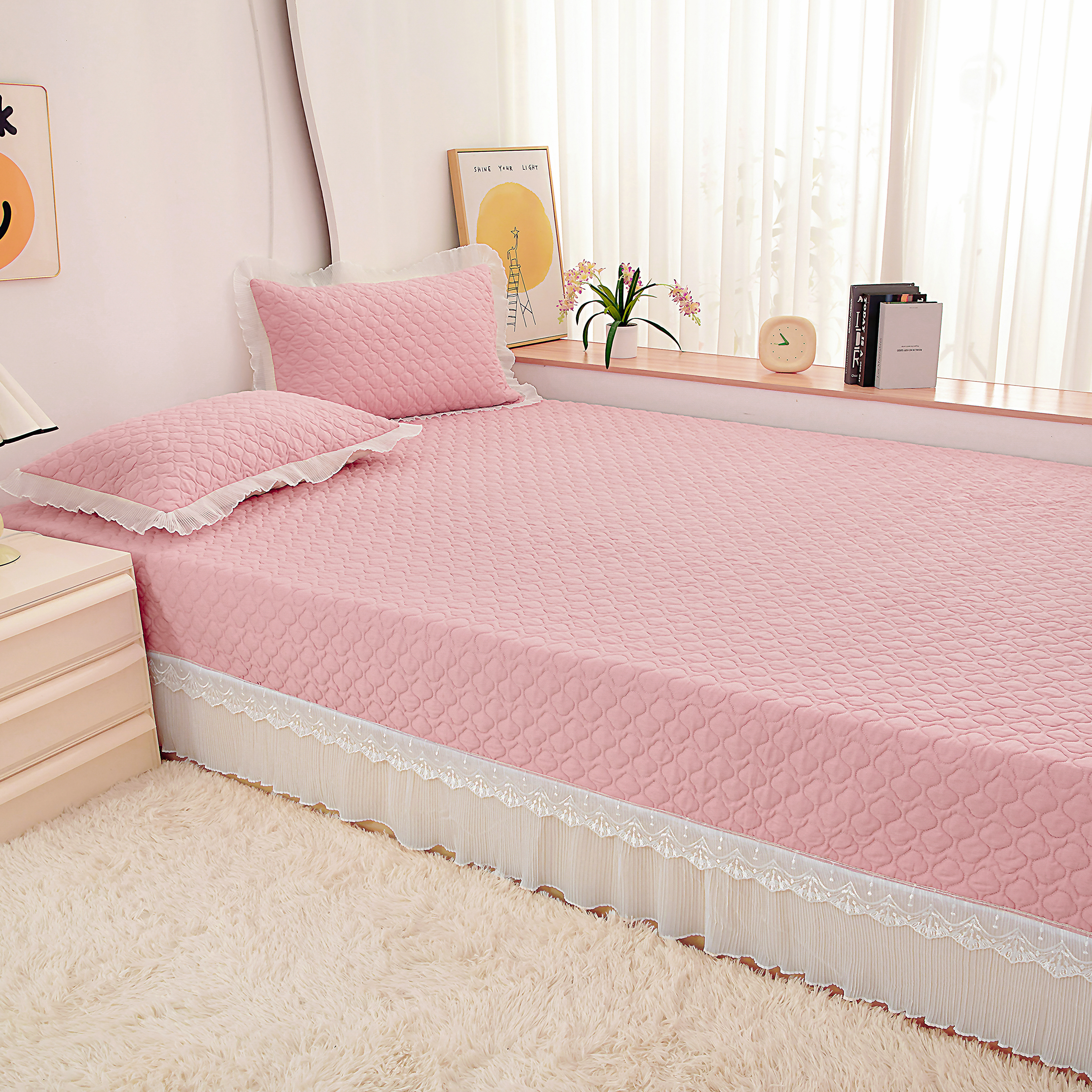 定制榻榻米纯色床盖全棉纯棉四季