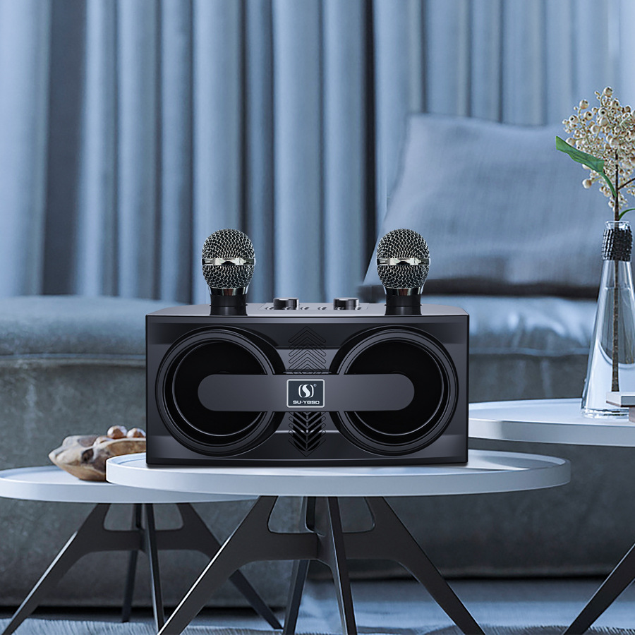 德国无线蓝牙音响K歌音响带呼吸灯k歌话筒麦克风店铺小型电脑音箱