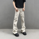 男直筒显瘦微喇cleanfit休闲长裤 VENXGEN 牛仔裤 多口袋工装 子 美式