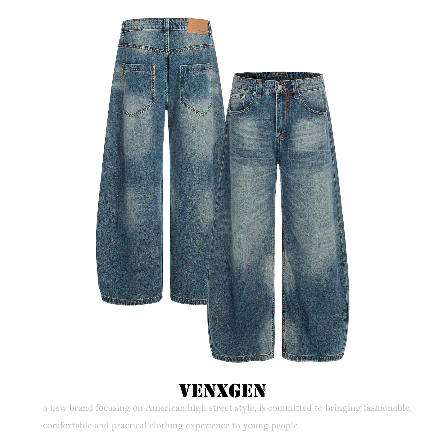 美式猫须cleanfit弯刀牛仔裤男