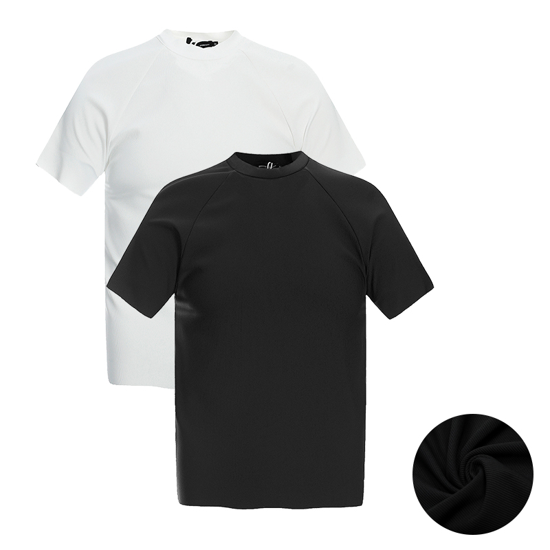 美式复古坑条剪裁短袖t恤男夏季