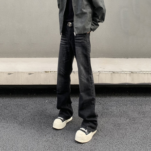 男直筒显瘦cleanfit微喇长裤 复古水洗做旧猫须牛仔裤 美式 VENXGEN