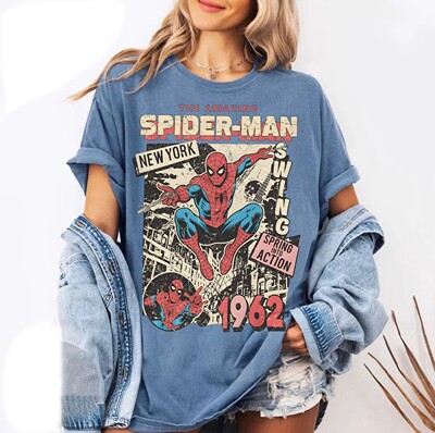 SpiderMan蜘蛛侠复古水洗短袖