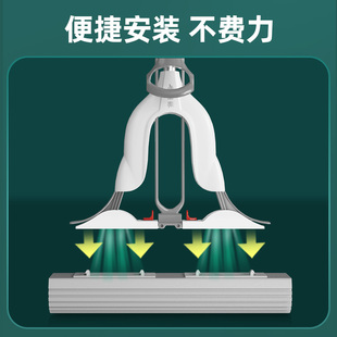 家用吸水对折式 优选雅海绵拖把2023新s款 免手洗海绵头胶棉拖把拖.