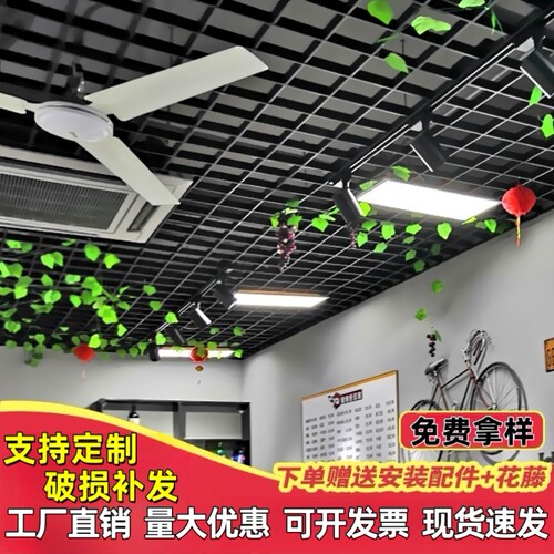 格栅吊顶简易吊顶材料自装天花板塑料方格网格葡萄架黑白铝铁装饰