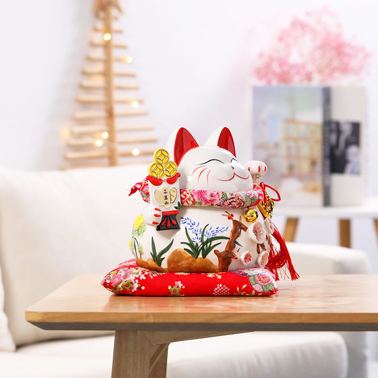 国潮宫廷陶瓷大号招财猫存钱储蓄罐摆件家居店铺收银台开业礼品