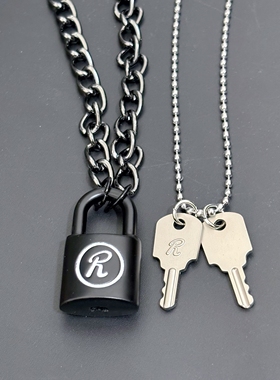 NANA黑色南京锁项链女潮SID原版哑光磨砂朋克莲R锁大号情侣礼物