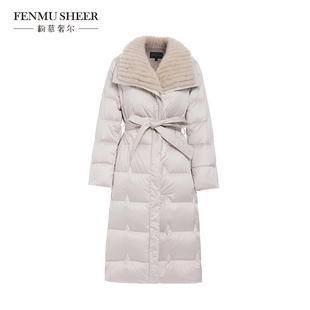 粉慕奢尔 白鹅绒水貂毛羽绒服外套Y7019 浪漫巴黎
