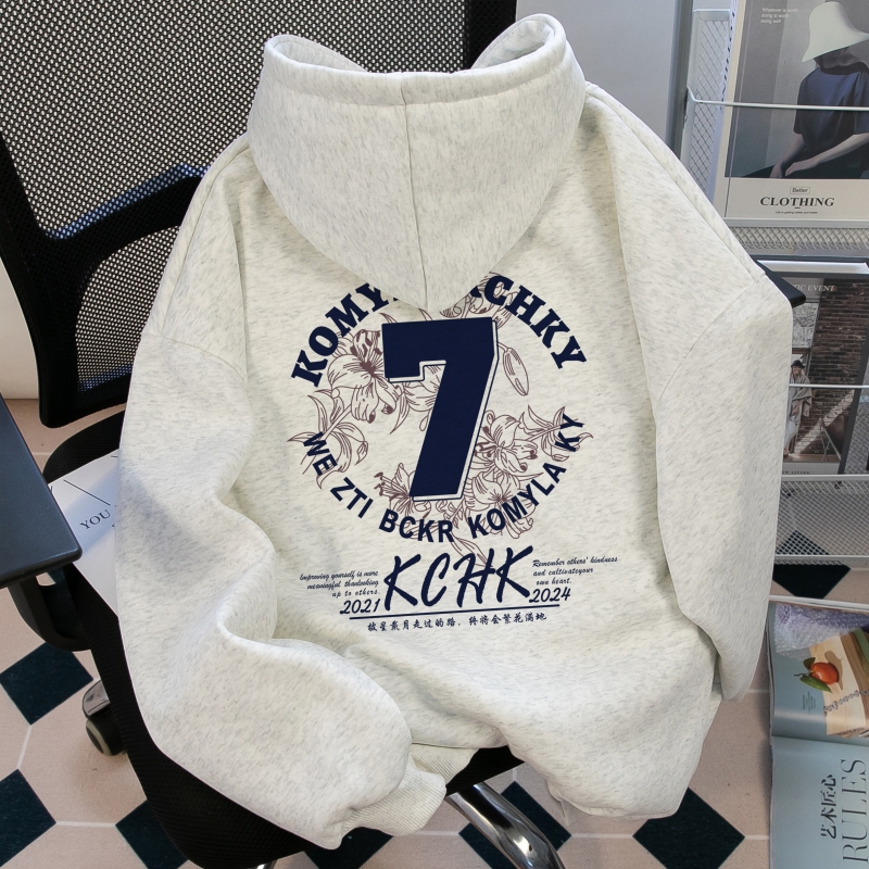 男童加绒卫衣连帽冬款潮牌中大童加厚保暖上衣儿童大男孩冬装童装