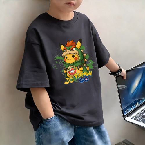 宝可梦男童短袖t恤2026新款夏季儿童服装女孩打底衫纯棉中大童潮7