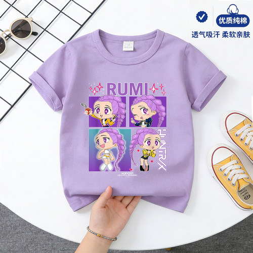 kpop猎魔女团纯棉短袖T恤女童装夏季新款儿童衣服圆领上衣打底衫