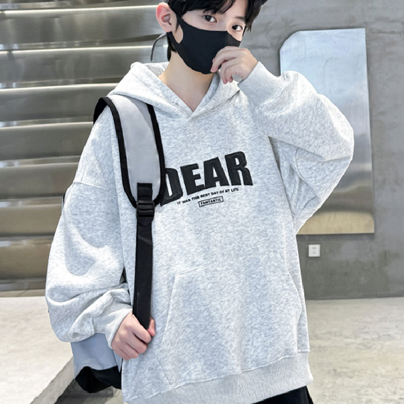 男童加绒卫衣连帽冬款潮牌中大童加厚保暖上衣儿童大男孩冬装童装