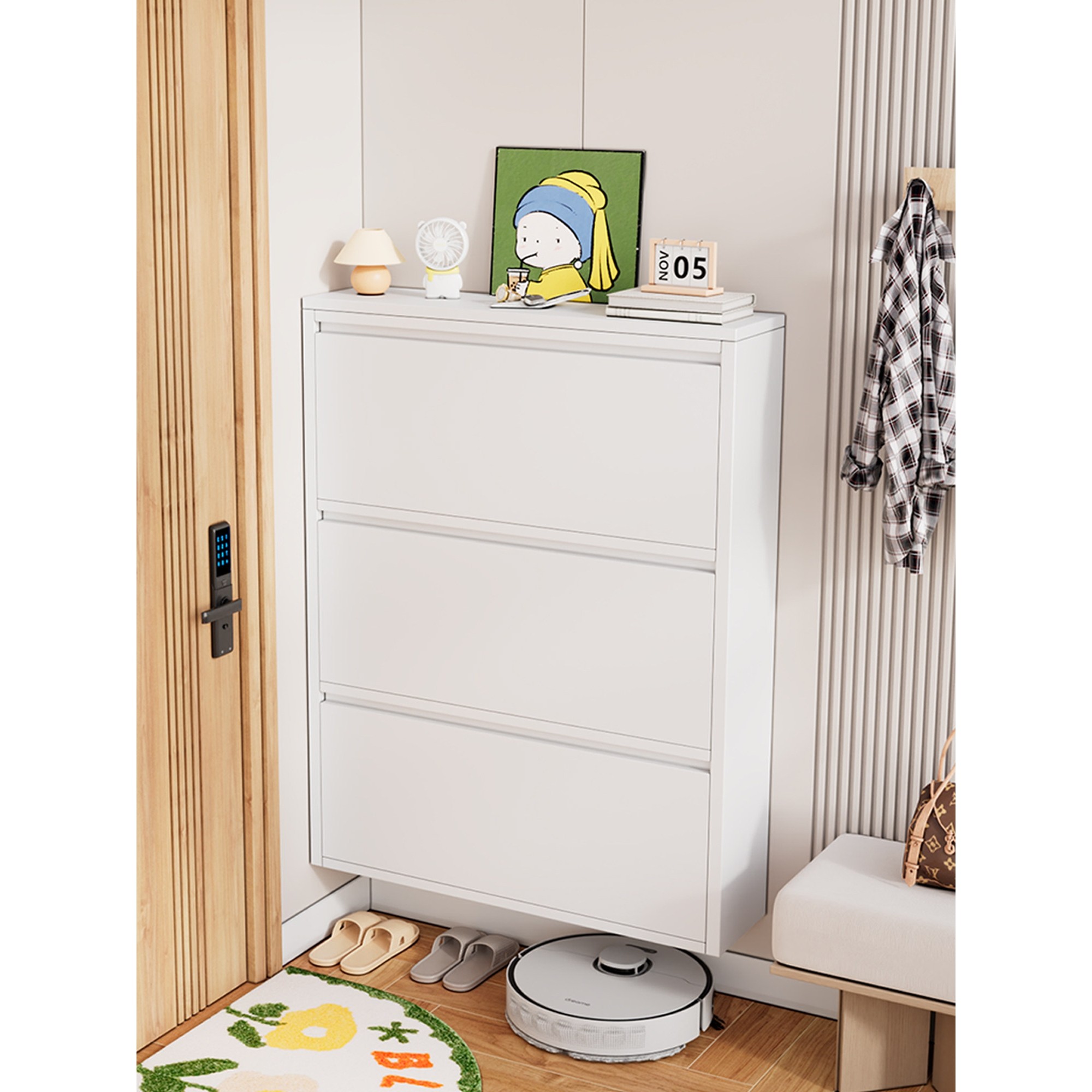 德国进口超薄101215cm钢制翻斗鞋柜家用门口2026新款入户玄关柜极,住宅家具,鞋柜,淘宝优惠券,粉丝福利购,淘宝优惠卷