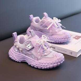 KFT脚王女秋童运动鞋春款2025新款儿童蝴蝶结洋老气爹鞋孩百搭时