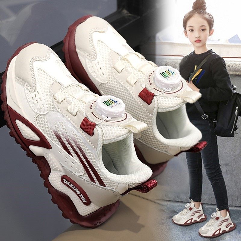 KFT脚王官方童鞋女童鞋红色新年鞋新款春季儿童网面运动跑步鞋
