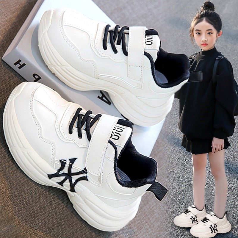 KFT脚王官方童鞋女童鞋运动鞋20春季新款儿童皮面跑步白色老