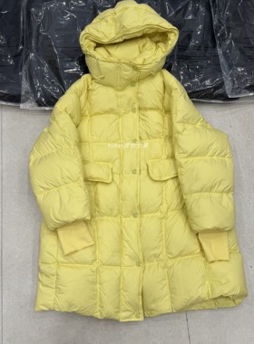 正品chumo70352新款90白鹅绒连帽长款羽绒服女宽松保暖面包服外套