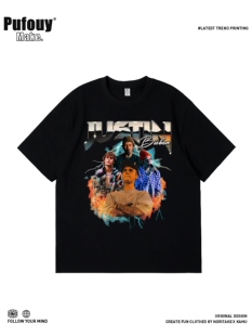 Justin Bieber贾斯丁比伯周边印花纯棉短袖T恤男女oversize上衣潮