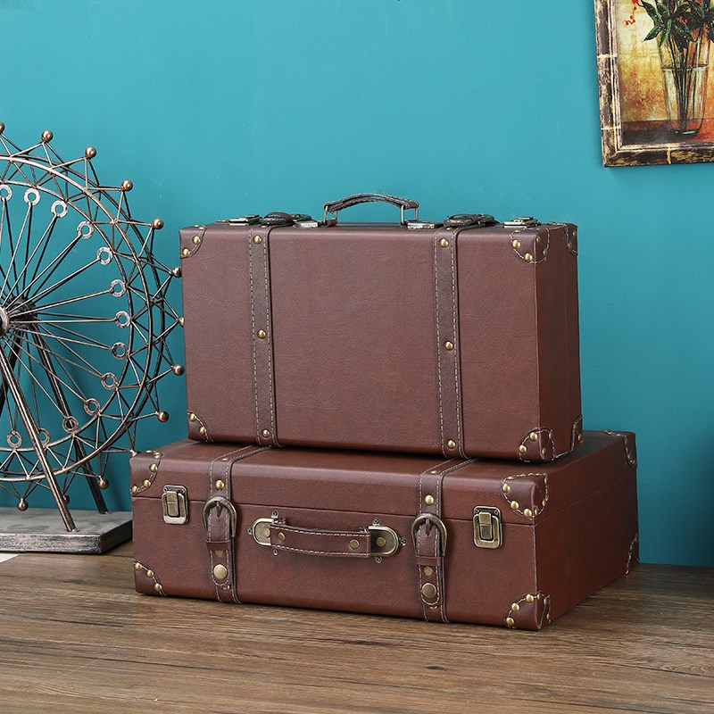 欧式复古手提箱英伦风皮箱木箱子旅行整理箱摄影道具装饰箱收纳箱