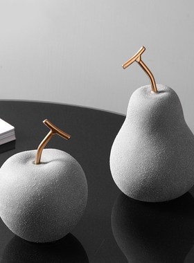 创意现代简约陶瓷梨子水果摆件客厅玄关电视柜样板房家Z居软装饰