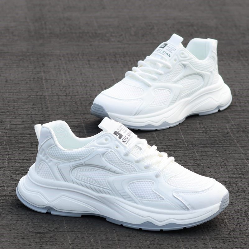 2024春夏款厚底男鞋增高老爹鞋透网休闲鞋软底防臭白色运动百搭鞋,流行男鞋,时尚休闲鞋,淘宝优惠券,粉丝福利购,淘宝优惠卷