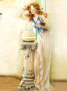优惠欧式大型流水摆件水景女郎落地别墅装饰树脂工艺