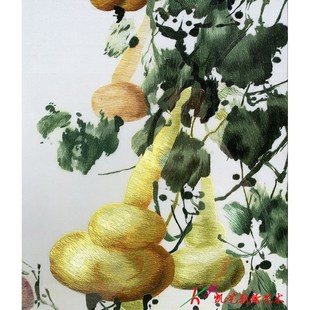玄关餐 定制凯艺刺绣e苏州刺绣秋宝图纯手工刺绣蔬菜葫芦福禄竖版