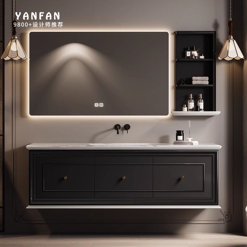 法式复古美妆智能浴室柜组合天然奢石台面卫生间洗漱台卫浴柜定制,家装主材,浴室柜组合,淘宝优惠券,粉丝福利购,淘宝优惠卷