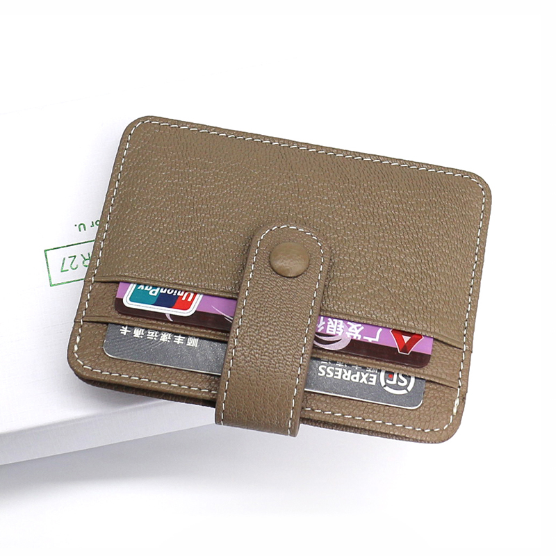 真皮山羊皮卡包搭扣小卡夹女式学生卡套男士零钱包便携口袋包简约