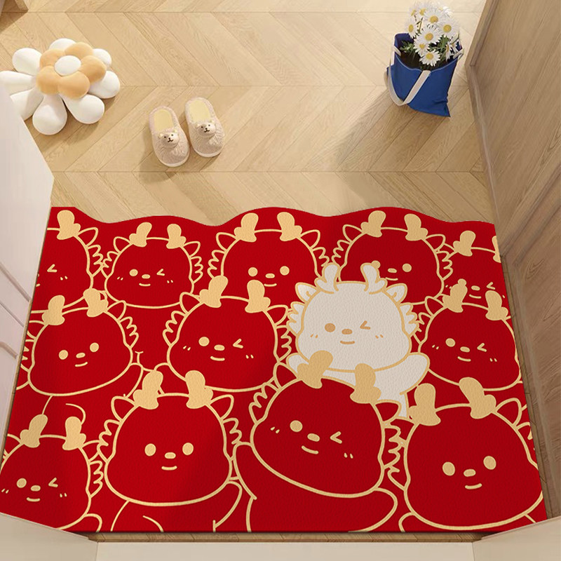 龙年地垫入户门地垫可擦免洗pvc耐脏红色喜庆进门口地Z毯新年门垫,居家布艺,入户地垫,淘宝优惠券,粉丝福利购,淘宝优惠卷