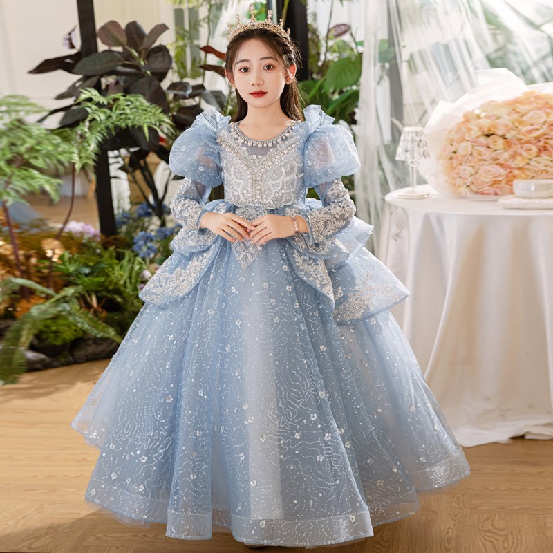 秋冬女童礼服高端轻奢小众公主裙儿童钢琴演奏主持人走秀表演出服